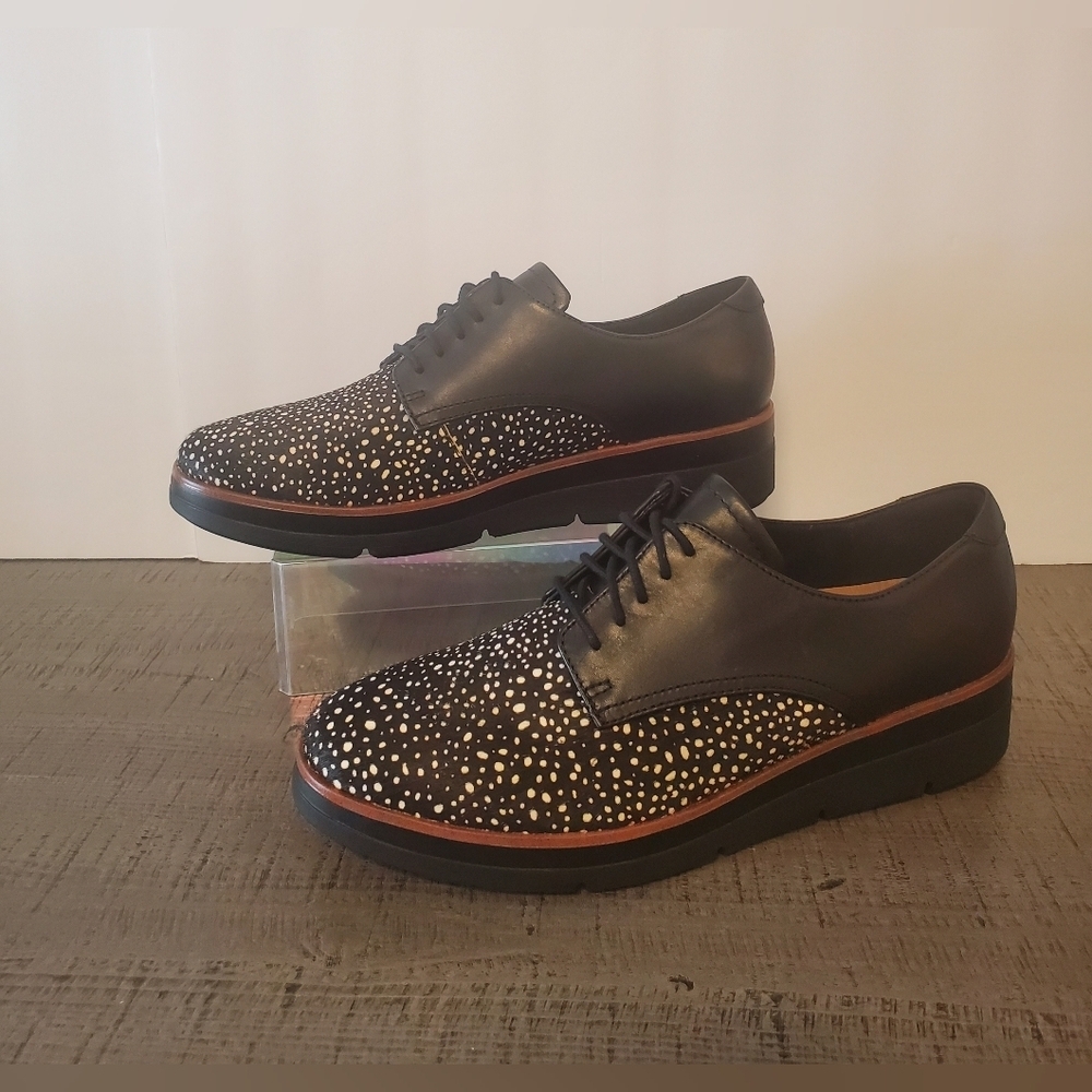 Clarks Unstructured Darcey Lace Black Leather Size 9.5 - Picture 2 of 11